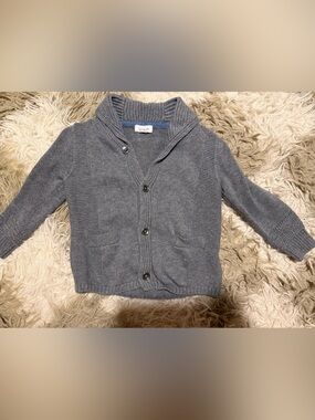Angel Dear Gray Shawl Collar Baby Sweater